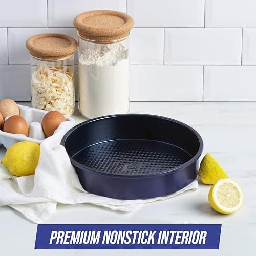 Blue Diamond Bakeware Diamond Infused Ceramic Nonstick, 9" Round Cake Baking Pan, Dishwasher and Freezer Safe, PFAS-Free, Blue thumbnail 2