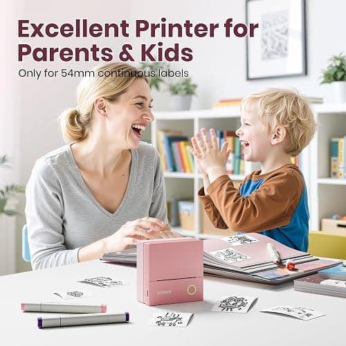 ETIKEZ Sticker Printer, PM290C Portable Mini Printer, Inkless Bluetooth Sticker Maker with 3 Rolls Paper, Impresora Portátil for Notes, Journal, DIY, Gift, Print Pod for School/Office/Home, Pink thumbnail 6