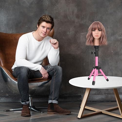 AliLeader 25 Inch Mannequin Head Stand Tripod for Mannequin Head Wig Stand Tripod Wig Head Stand for Training Heads and Canvas Block Head (Mannequin Head Not Included,Pink) thumbnail 8