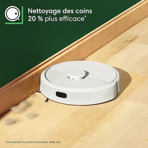 iRobot Roomba 105 Combo+AutoEmpty Dock - Robot Aspirateur Laveur 2en1 - Aspiration de 7KPa - Navigation LiDAR - Détection des Tapis - Zones de Nettoyage et d'Évitement - 4 Niveaux d'Aspiration - Blanc thumbnail 11