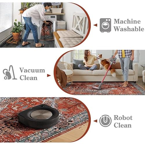 Moynesa Leopard 5x7 Area Rug, Boho Washable Living Room Rug, Non Slip Rugs for Bedroom, Ultra Thin Vintage Soft Stain Resistant Throw Floor Carpet for Office Dining Room, Rust thumbnail 4