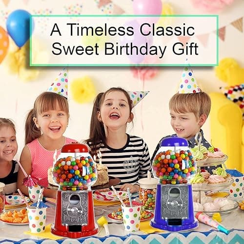 Gumball Machine for Kids 9" - Heavy Duty Metal with Glass - Christmas Antique Style Bubble Gum Machine - Kids Coin Operated Toy Bank for USA Coins - Candy Dispenser - Playo thumbnail 5