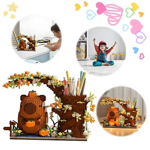 Capybara Building Blocks Set -1880PCS Cute Animals & Flowers Building Bricks Kit Kawaii Capybara Gifts Toy for Kids Age 12+, Capybara Stuff Pen Holder&Desk Organizer, Arts &Crafts for Boys Girls Adult thumbnail 9