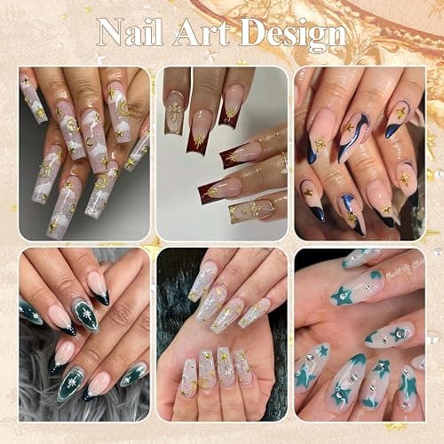 660Pcs 3D Star Nail Charms, Gold & Silver Multi-Shapes Metallic Nail Art Gems,Bedazzling Small Nail Beads Craft Jewels Y2K Cross Nail Rhinestones Accessories Decor with Tweezers and Pick-up Pencil thumbnail 6