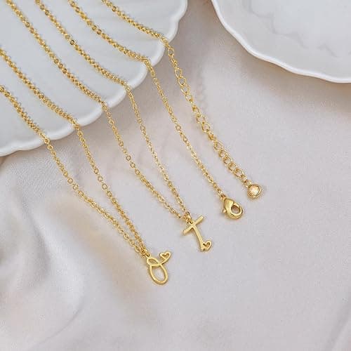 Tewiky Initial Necklace for Women-14k Gold Plated Dainty Letter Necklaces Trendy Cute Custom Personalized Monogram thumbnail 7