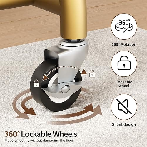 MISSLO Heavy Duty Clothing Rack with Wheels Rolling Clothes Racks for Hanging Clothes, Coats, Garment, Dress, Gold, 30" W thumbnail 7