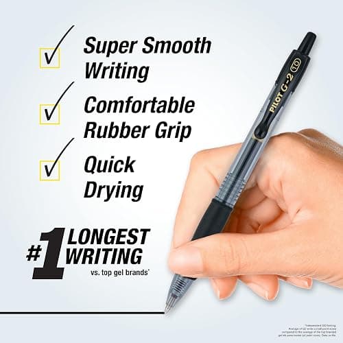 PILOT G2 Premium Rolling Ball Gel Pens, 1.0 mm, Black Ink, 2-Pack thumbnail 2