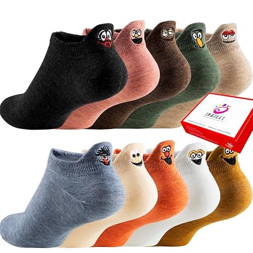 IBEILLI Women Cute Socks 10 Pairs Cotton Kawaii Embroidered Funny Low Cut Ankle Socks for Women Girls - Image 1