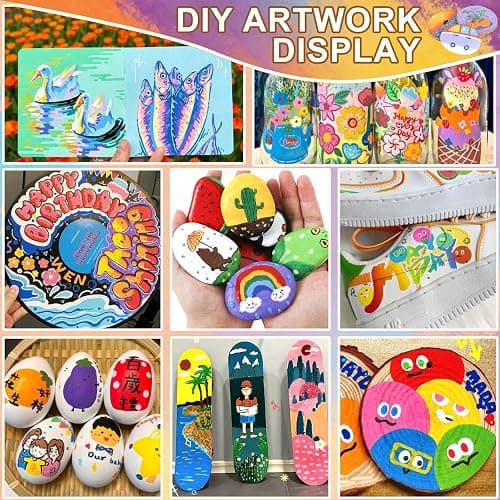 96 Colours Acrylic Paint Pens Marker Set, Water-Based Acrylic Markers for Rock Painting Glass Pebbles Fabric Stone Wood Plastic Metal Ceramic thumbnail 5