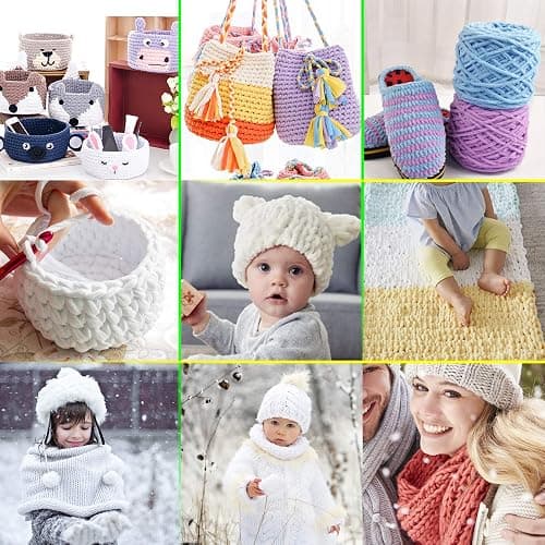 2X100g Chunky Yarn for Knitting Wool Ball Made of Cotton, Wool and Acrylic Soft and Warm Weaving Scarf and Slippers DIY Plush Knitting. thumbnail 6