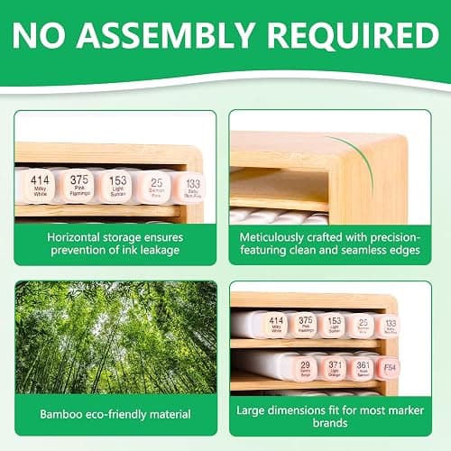 walowalo Bamboo Marker Organizer for 280 Markers Christmas Gifts Durable Pencil Holder Desk Storage Large for Artists Teachers Students Classroom Birthday Gifts No Assembly Required 28-Compartments thumbnail 7