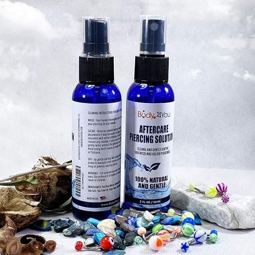 BodyJ4You Piercing Aftercare Spray - Saline Solution Natural Keloid Bump Removal - Ear Piercing Cleaner Nose Septum Belly Button Cartilage - Sea Salt Aloe Vera Rosemary - Fine Mist 2 Fl Oz thumbnail 8