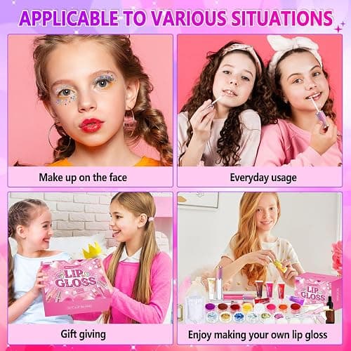 JCOOS Lip Gloss Making Kit, Lip Gloss Set for Teens Kids Tweens Girls Woman Lip Kit Fun DIY Lipgloss Making Kit, Make Your Own Lip Gloss Kit, Moisturizing Glitter Kids Gifts Stuff for Girls 10-12 thumbnail 6