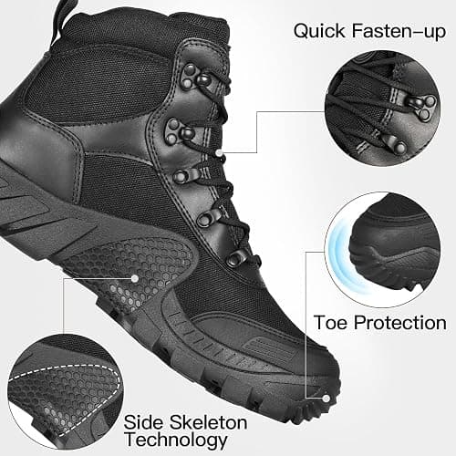 FREE SOLDIER Men's Waterproof Hiking Boots Tactical Work Boots Outdoor Lightweight Military Boots thumbnail 4