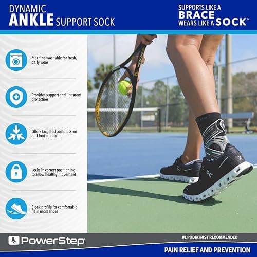 Powerstep Dynamic Ankle Stability Sock, Ankle Brace and Compression Sock, for Flexibility, Support and Injury Prevention thumbnail 5