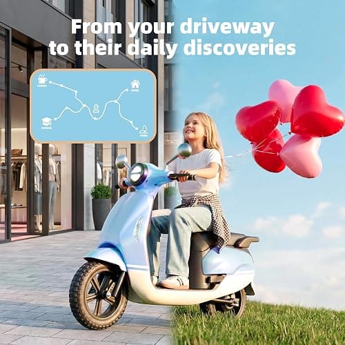 24V Electric Bike for Kids, Speed up to 10MPH, Electric Moped Scooter | Electric Motorbike with 12'' All-Terrain Tires, 250W Brushless Motor, LED, Battery Powered Ride on Toy for Girls Boys-Rose thumbnail 4