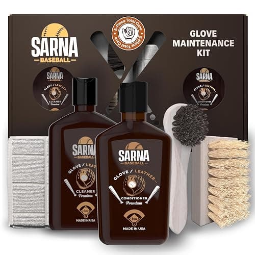 Sarna Glove Conditioner Kit – Includes Cleaner, Soft & Hard Brushes, Microfiber Cloth – Non-Darkening Leather Conditioner for Baseball Gloves, Mitts & Softball Gear – Pro-Grade Care for Longevity - Image 1