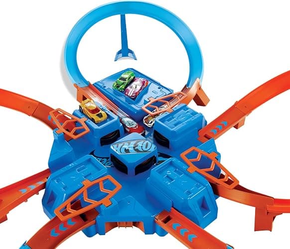 Hot Wheels Track Set with 1:64 Scale Toy Car, 4 Intersections for Crashing, Powered by a Motorized Booster, Criss-Cross Crash Track (Amazon Exclusive) thumbnail 5