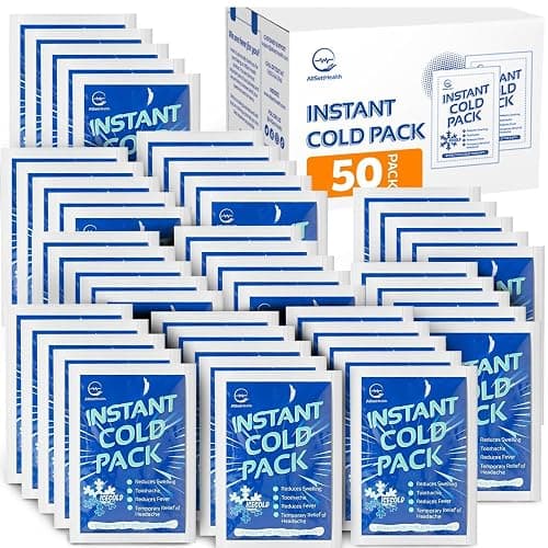 50 Pack Instant Ice Cold Pack (6” x 4.5”) - Disposable Instant Ice Packs for Injuries | Cold Compress Ice Pack for Pain Relief - Image 1
