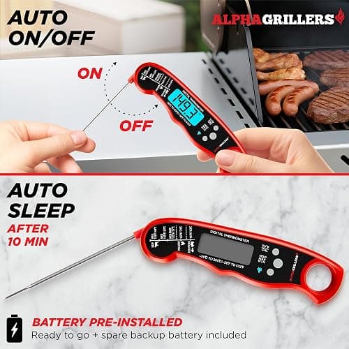 Alpha Grillers Meat Thermometer Digital – Instant Read Food Thermometer for Cooking & Grilling – Professional Kitchen Fathers Day Gift for Dad Men Him Husband thumbnail 4