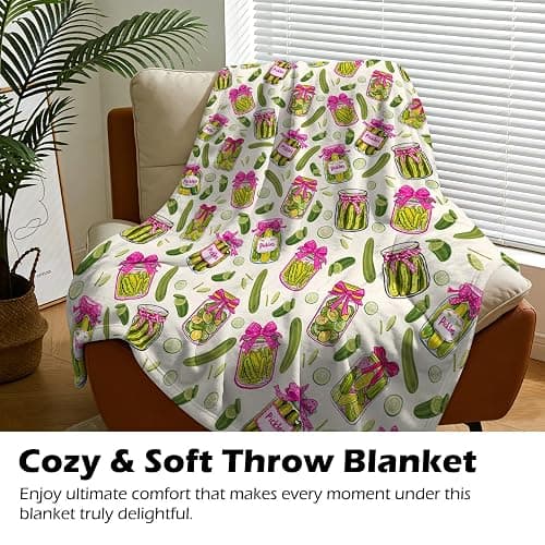 Pickle Gifts Blanket - 50 x 60 Inch Cozy Blankets Pickled Cucumber Throw Blanket for Girls, Soft Flannel Blankets for Bed Couch, Kimchi Sofa Stuff Decor for Women, Gift for Pickles Lover thumbnail 5