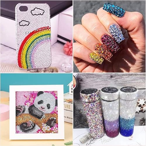 8400 PCS Bedazzling Kit, 24 Colors 5mm SS20 Flat Back Rhinestones for Bedazzling, Rhinestone Kit with 5Pcs Jewelry Paste Solution, Pick Up Pen & Tweezers for DIY Crafts, Shoes and Clothes thumbnail 6