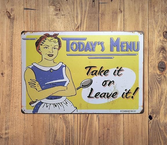 ERLOOD Today's Menu Take It or Leave It Retro Vintage kitchen Signs Wall Decor Metal Tin Sign 12X 8 thumbnail 7