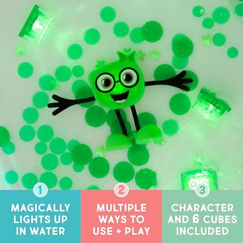 New Glo Pals Pippa Water-Activated Bath Toy with 6 Reusable Light-Up Cubes for Sensory Play thumbnail 2
