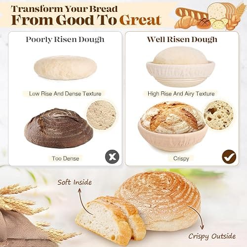 Sourdough Bread Baking Supplies, Sourdough Starter Kit, Bread Proofing Basket, Bread Making Tools Kit, Sour Dough Kit Tools, Sourdough Proofing Basket, Sourdough Kit Gifts for Bakers Women Wife Mom thumbnail 7
