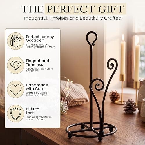 RTZEN Matte Black Paper Towel Holder Non-Slip Base Countertop | Decorative Farmhouse Paper Roll Holder, Rustic Metal Modern Stylish Accent Durable Stand for Kitchen, Bathroom (Heart Shaped) thumbnail 9