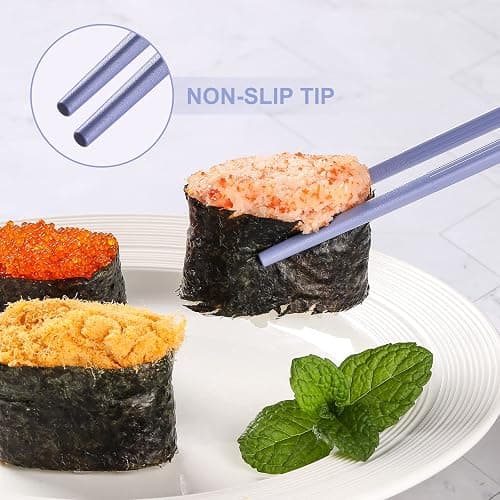 Hiware 10-Pair Reusable Fiberglass Chopsticks, Non-Slip Chop Sticks Set Japanese Style, Dishwasher Safe, 9.5-Inch thumbnail 5