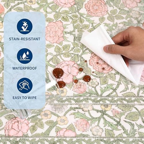 *BOUGHT, Heather* GarveeHome Pink and Green Vintage Floral Washable Rugs 8x10 for Living Room Boho Retro Botanical Rug Low Pile Stain Resistance Non Slip Carpet for Bedroom Nursery Dining Room thumbnail 7