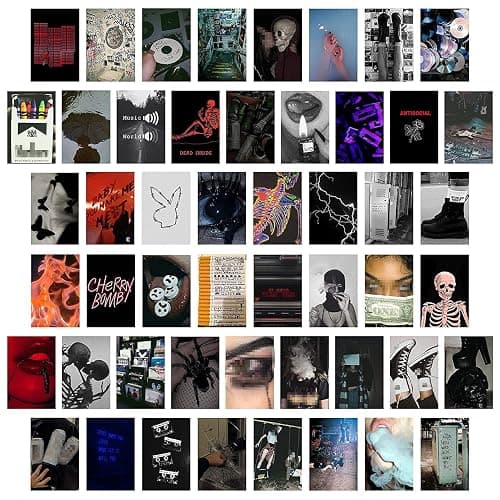 CY2SIDE 50PCS Grunge Aesthetic Picture, 50 Set 4x6 inch, Collage Print Kit, Cool Room Decor for Girl, Wall Art Prints for Room, Dorm Photo Display, VSCO Posters for Bedroom - Image 1