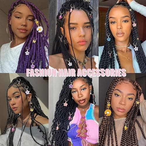 NAISKA 24Pcs Gold Butterfly Braid Clips Spring Hair Jewelry Dreadlock Accessories Colorful Butterflies Pendant Charms Flower Braid Clips Beads Cuffs Rings Hair Jewelry Gifts for Women thumbnail 7