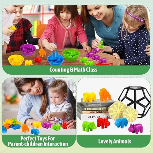 RAEQKS Counting Sorting Toys Matching Stacking Toys with Bowls Preschool Learning Activities Educational Sensory Game Montessori STEM Toy Daycare Sets Animals Gifts for Toddlers Kids Boys Girls thumbnail 7