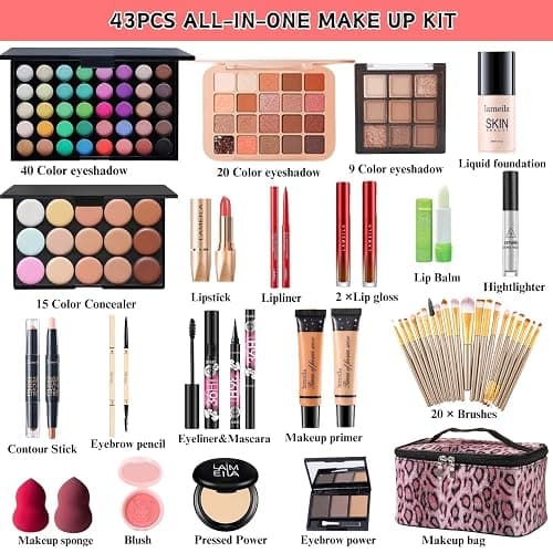 All in One Makeup Kit for Women Full Kit - 44PCS Professional Makeup Set with Foundation, Eyeshadow, Lipstick, Eyeliner - Complete Cosmetic Gift Set for Beginners and Professionals thumbnail 2