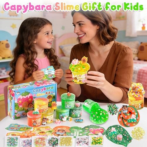LAWOHO 6 Pack Capybara Slime Kit, Cloud Butter Clear Crunchy Slime with Slime Add-Ins, Non-Sticky Bingsu Slime Toys for Stress Relief, DIY Capybara Party Favors for Birthday Goodie Bag Stuffers thumbnail 7