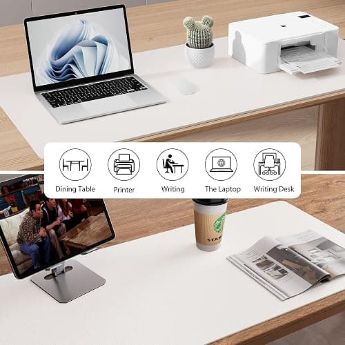 Aothia Leather Desk Pad Protector, Mouse Pad, Office Desk Mat, Non-Slip PU Leather Desk Blotter, Laptop Desk Pad, Waterproof Desk Writing Pad for Office and Home (23.6" x 13.7", Off-White) thumbnail 5
