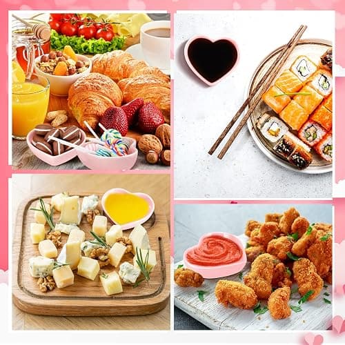 Zopeal 12 Pcs Heart Shaped Bowls Ceramic Dishes Heart Plates Multipurpose Salad Appetizer Plate Cooking Gift for Candy Sauce Sushi Dipping Serving Wedding Anniversary (Pink) thumbnail 4