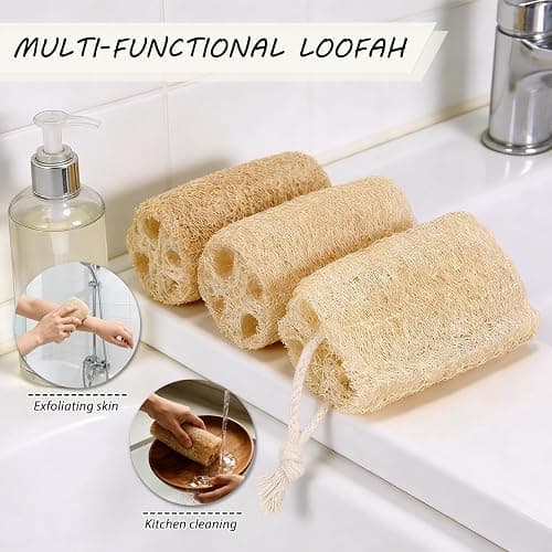 Balifeel Organic Natural Loofah Sponges 4.7'' Luffa Spa,Pack of 4 Exfoliating & Smooth Skin Bath Shower Loofas Loofa for Women and Men Body Scrubber thumbnail 3