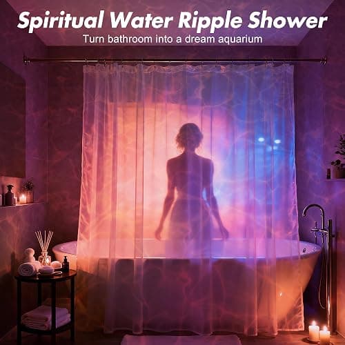 Rechargeable Shower Light No Wiring, 16 Color Changeable Ocean Wave Projector Light, Dimmable Waterproof Shower Lamp with Remote, Rotating Flame Water Ripple Lamp for Shower, Bathroom, Bedroom Decor thumbnail 6