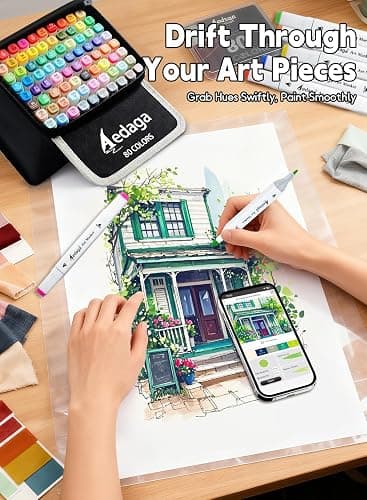 AEDAGA 168 Colors Alcohol Markers with Free App, Dual Tip Art Markers with Kickstand Case for Artists Adults and Kids, Alcohol Based Marker for Coloring Painting Sketching and Drawing, Great Gift thumbnail 6