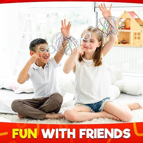 2 Pcs Flow Ring Spinner Ring Arm Toy - 5.1" Color - Changing Fidget Flow Toy with a Pleasant Smooth Surface, Compact & Portable Design - Entertaining Geometric Magic Bracelet with Soothing Effect thumbnail 8