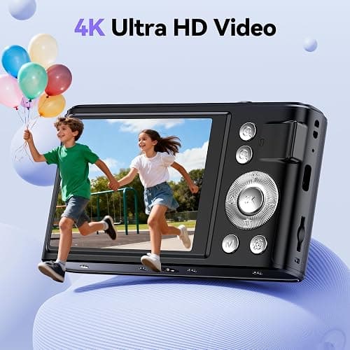 Macchina Fotografica Digitale 4K 48MP: Compatta con 16X Zoom - Fotocamera Vlog 1080P con Scheda 32GB Bambini e Bambine & Studenti & Principianti - Nero Camera thumbnail 2
