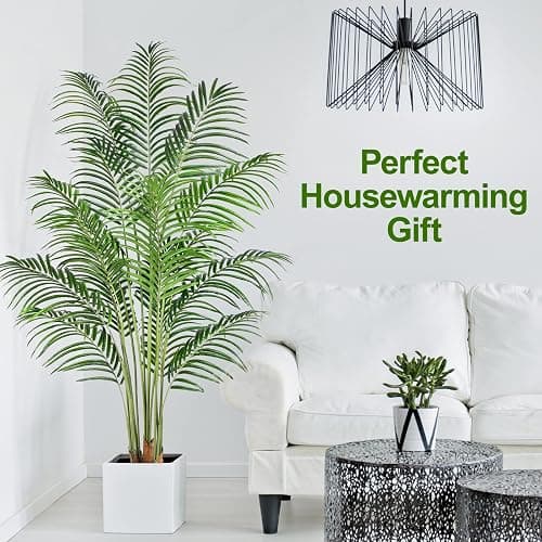 Keeplush Artificial Palm Tree 6ft Tall Fake Palm Tree Indoor Decor with 18 Leaves and Real Bark Design Faux Tropical Areca Palm Silk Floor Plant in Pot for Home Office Living Room Bedroom Decor 1pcs thumbnail 3