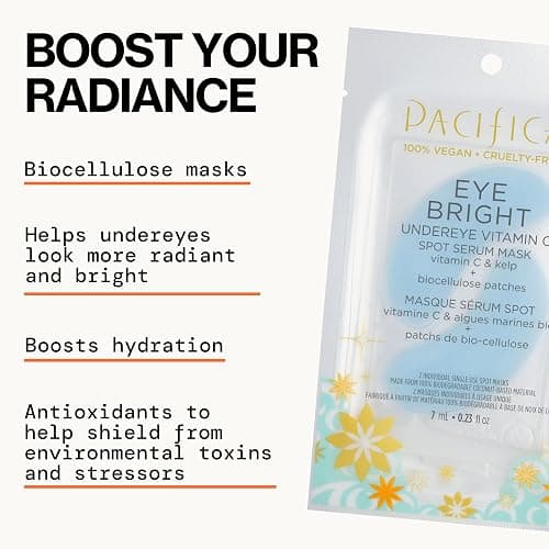 Pacifica Undereye Spot Serum Mask – Bright Eye Vitamin C Mask for Dark Circles & Hydration, Brightening Under Eye Treatment, Vegan & Cruelty-Free, 4 Pack - Set of 4 - Bright Undereye Spot Serum Mask thumbnail 8