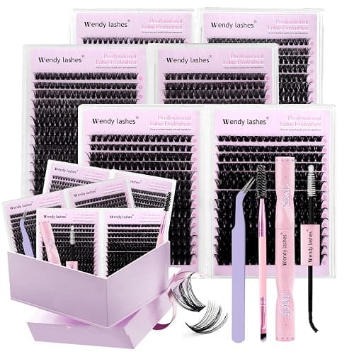 WENDY LASHES Clusters Kit 40D+60D+60D+80D+80D+100D 1680pcs Wispy Eyelash Clusters 10-18mm Natural DIY Lash Extension Kit D Curl for Beginners - Image 1