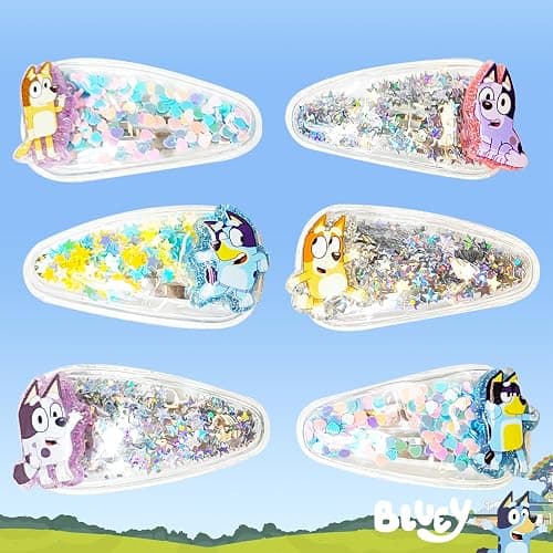 Bristol | LUV HER Bluey Hair Accessories For Girls, 6pc Cute Hair Clips with Favorite Bluey Character Charms, Magical Confetti Hair Clips, Ages 3+ thumbnail 3