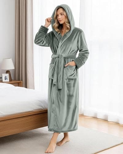 NY Threads Premium Womens Robe with Hood, Plush Fleece Long Bath Robe for Women, Fluffy Soft Women's Bathrobe thumbnail 6