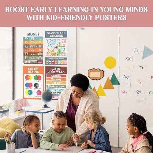 Decorably 20 Boho Learning Posters for Kids Ages 3-5, 11x17in Educational Matte-Laminated for Classrooms, Homeschool, School Hallways, Bulletin Boards thumbnail 12